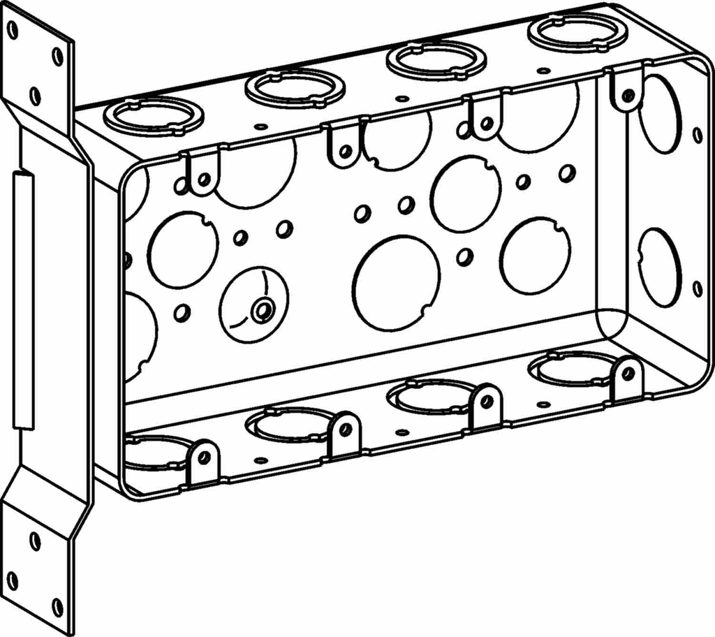 2-1/8" DEEP, 4-GANG DRAWN MULTIGANG HANDY BOX WITH FB BRACKET