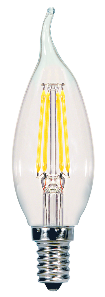 5.5 Watt CA11 LED; Clear; Candelabra base; 3000K; 500 Lumens; 120 Volt