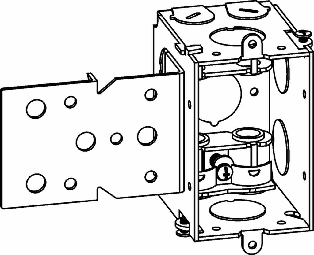 2-1/2" DEEP, GANGABLE 1-GANG SWITCH BOX WITH MC CLAMPS & B BRACKET