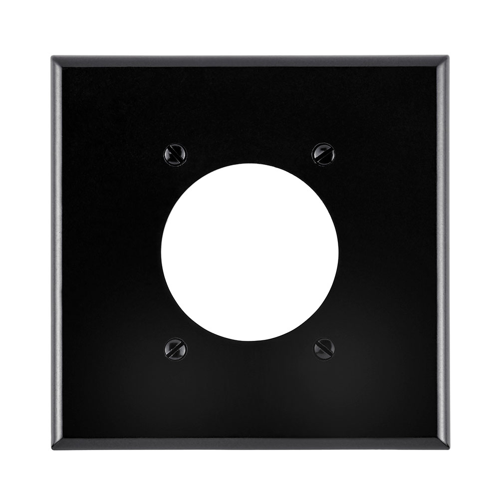 2-Gang Flush Mount Outlet/Receptacle Wallplate, Standard Size, Thermoset, Black