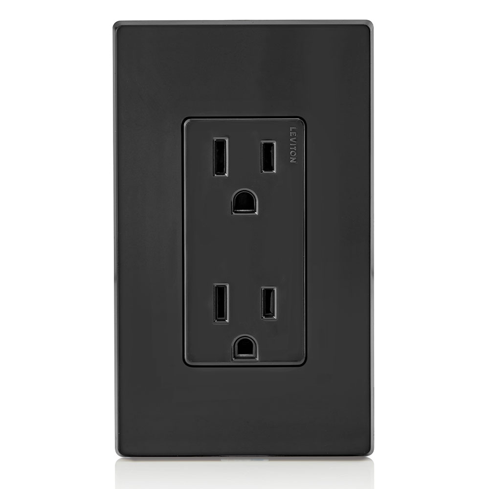 15 Amp Decora Duplex Outlet/Receptacle, Grounding, Black
