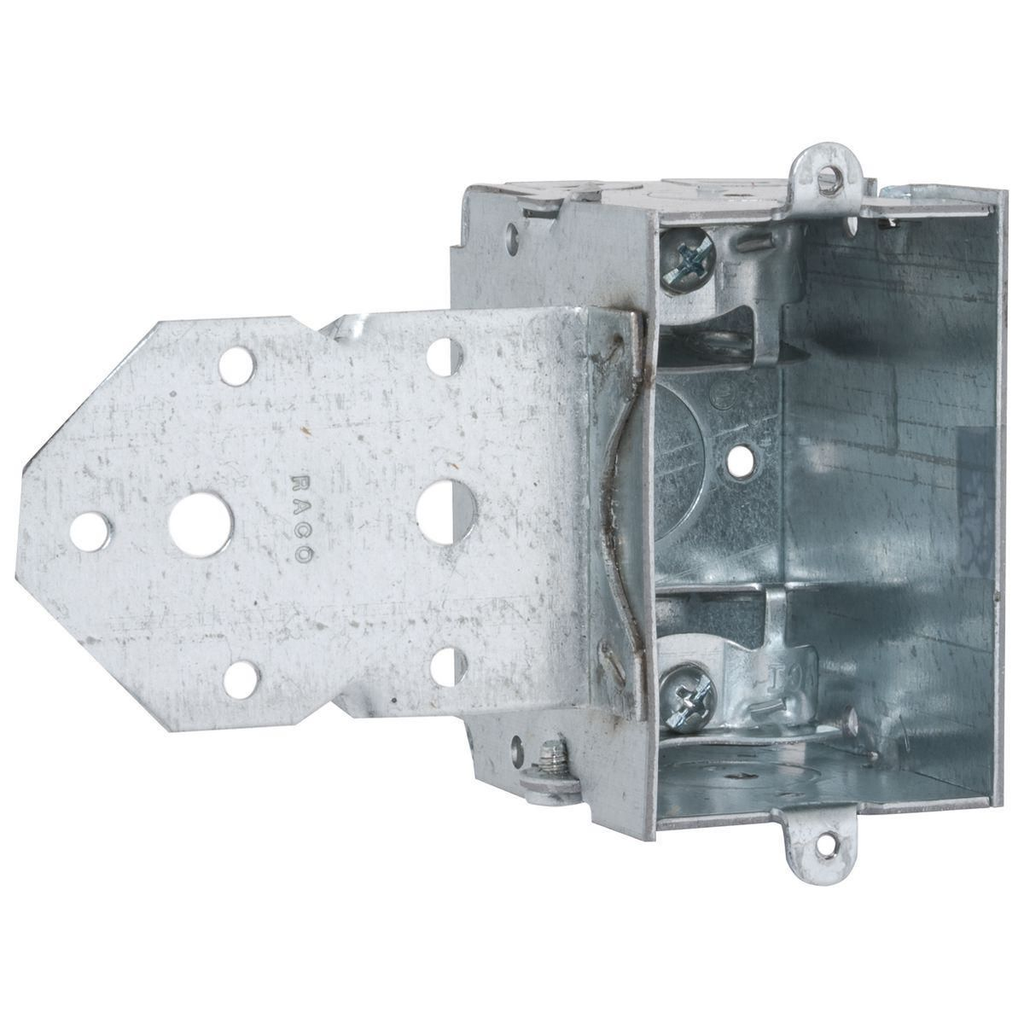 3 in. x 2 in. Switch Box, Gangable, 2-1/2 in. Deep, Three 1/2 in. KO & AC/MC/Flex Clamps, LB Bracket
