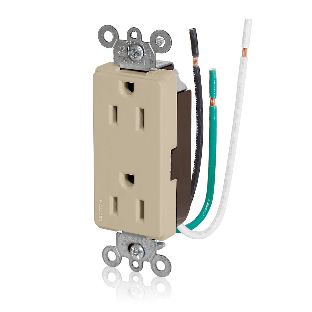 15 Amp Decora Plus Duplex Receptacle/Outlet, Commercial Grade, Self-Grounding