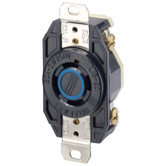 20 Amp, 250 Volt, Flush Mount Locking Receptacle, Industrial Grade