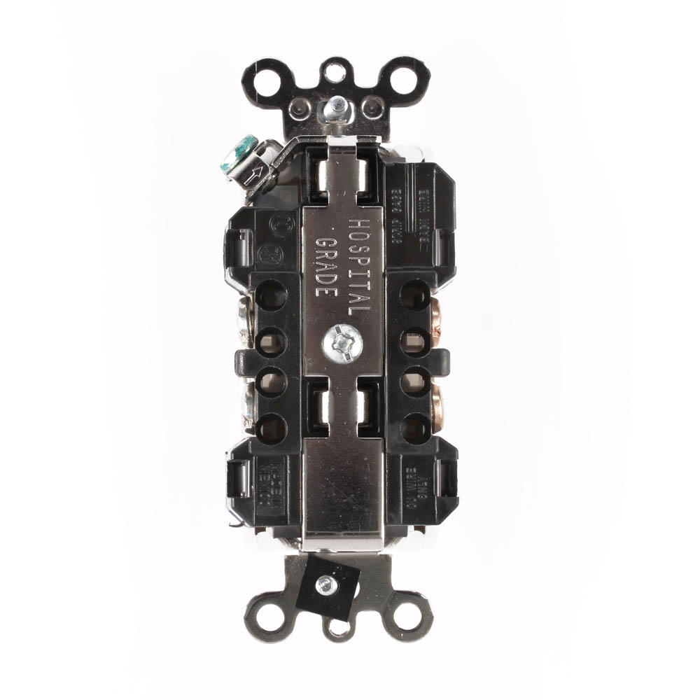 15 Amp Decora Plus Duplex Receptacle/Outlet, Industrial Grade, Self-Grounding