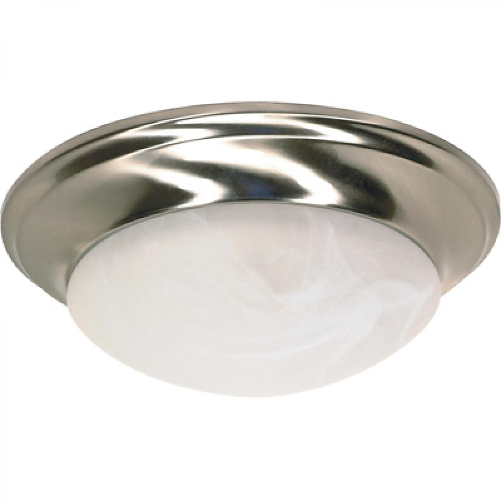 1 Light - 12" Flush with Alabaster Glass - Brushed Nickel Finish