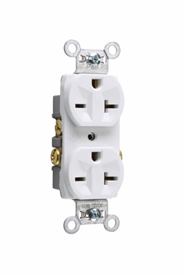 20A 250V Commercial Spec-Grade Single Receptacle, Side Wire, White