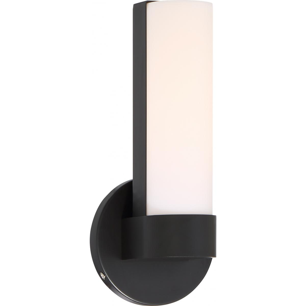 Bond - Single LED Small Sconce with White Acrylic Lens - Aged Bronze Finish