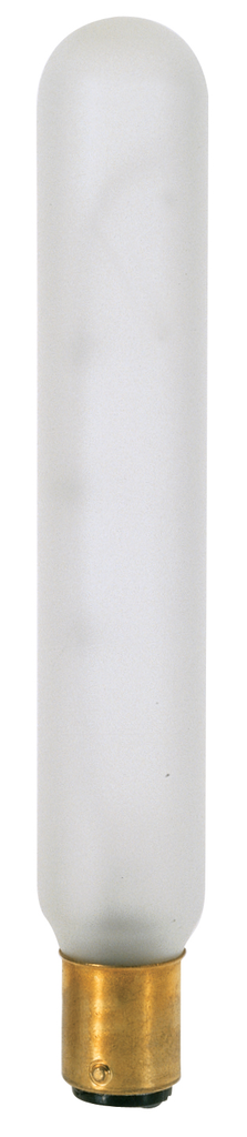 25 Watt T6 1/2 Incandescent; Frost; 1500 Average rated hours; 170 Lumens; DC Bay base; 130 Volt; Carded