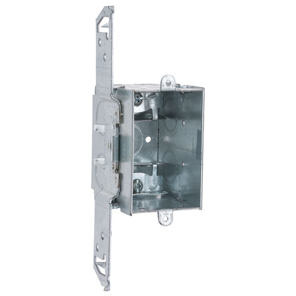 3 x 2" Switch Box, Gangable, 2-3/4" Dp, (3) 1/2" KO's & AC/MC/Flex Clamps, TS Bracket