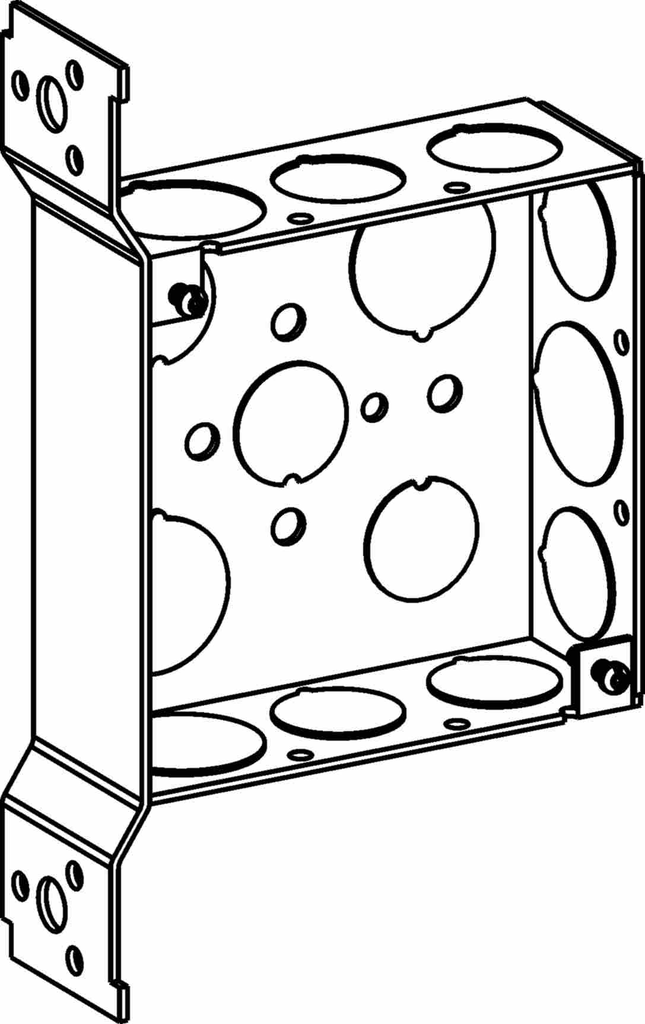 1-1/2" DEEP, 4" SQUARE (4S) BOX WELDED WITH 1/2" & 3/4" KO & FB BRACKET