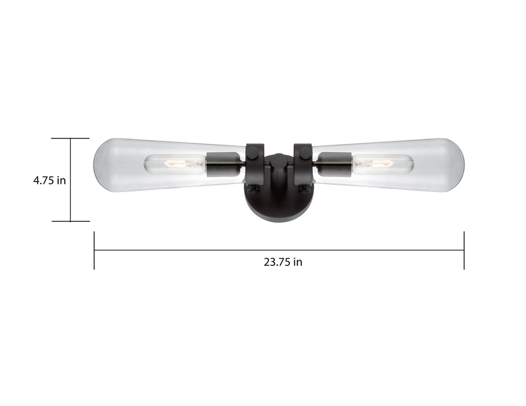 Beaker - 2 Light Wall Sconce with Clear Glass -Aged Bronze Finish