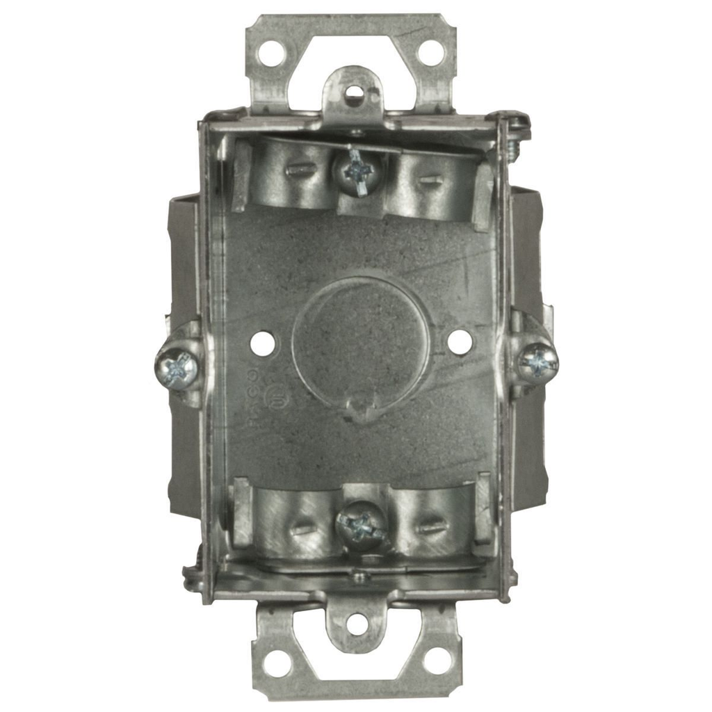 3 in. x 2 in. Switch Box, Gangable, 2-1/2 in. Deep, One 1/2 in. KO & NMSC Clamps, TIGER GRIP®, Old Work, Plaster Ears