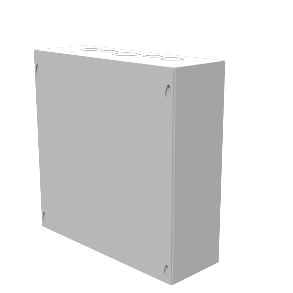 12x4X12 Screw Cover Type 1 UL Steel KOs Gray Cover w/Teardrop Slots Holes In Back