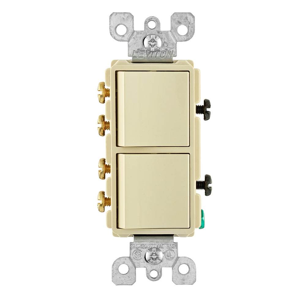 20 Amp Decora 3-Way / 3-Way Combination Switch, Grounding, Ivory