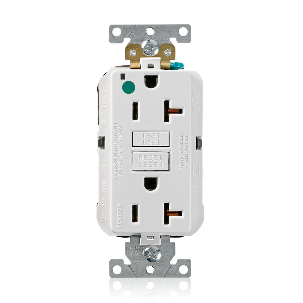 20 Amp SmartlockPro® GFCI Receptacle/Outlet, Hospital Grade, Lev-Lok