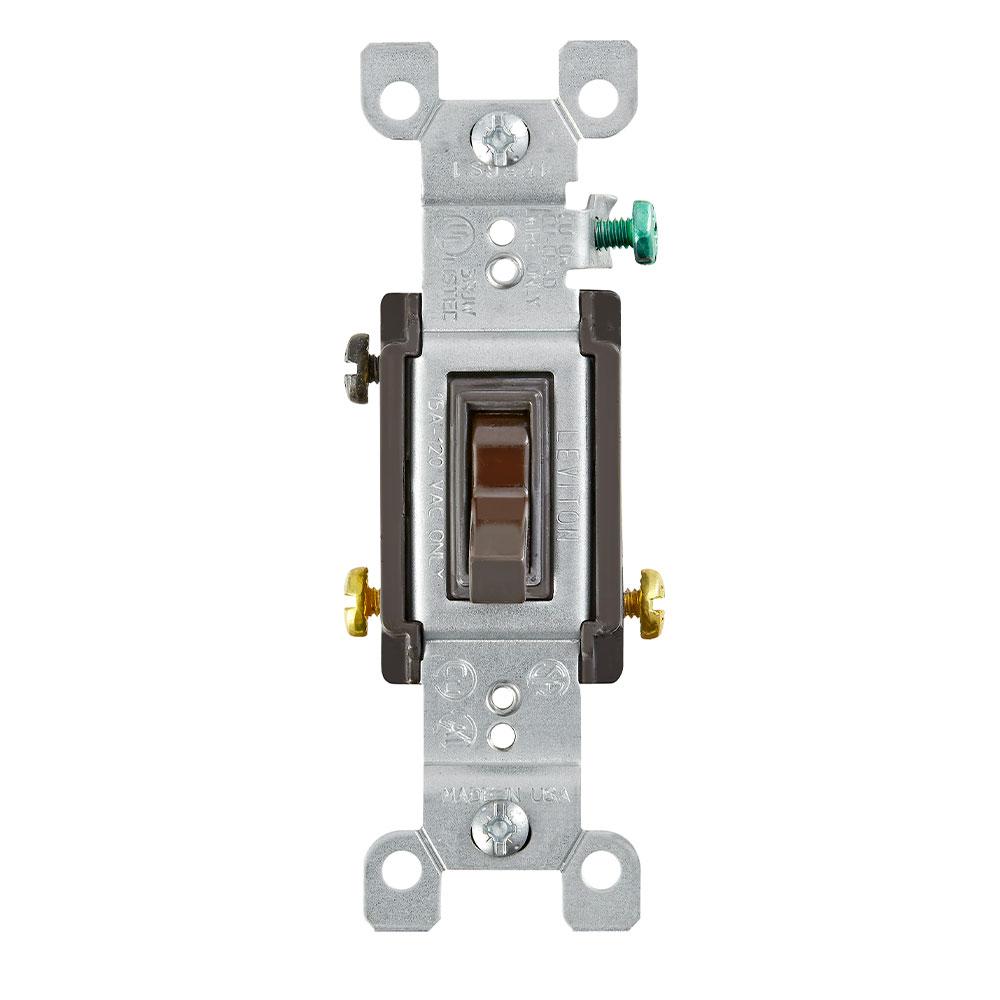 15 Amp 3-Way Toggle Switch, Grounding, Brown
