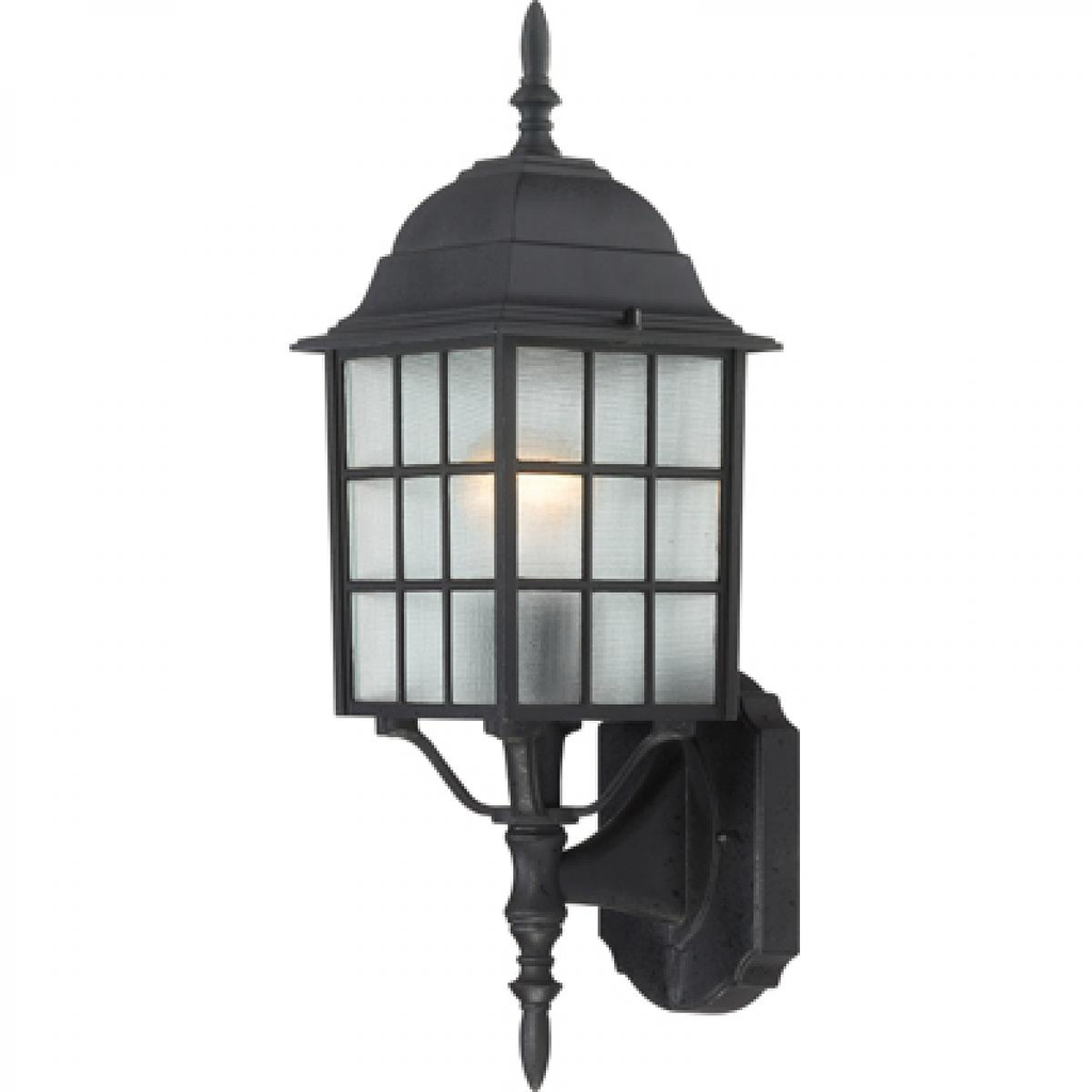 Adams - 1 Light 18" Wall Lantern with Frosted Glass - Textured Black Finish