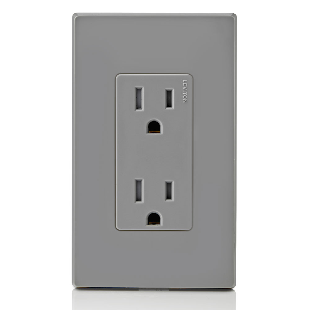 15 Amp Decora Tamper-Resistant Duplex Outlet/Receptacle, Grounding, Gray