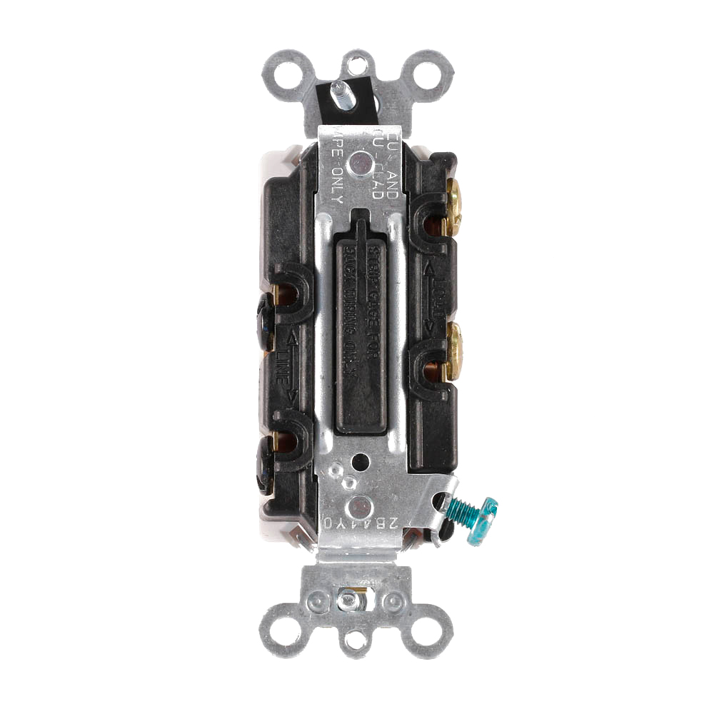 20 Amp, 120/277 Volt, Decora Plus Rocker Double-Pole AC Quiet Switch, Commercial Spec Grade, Self Grounding, Back & Side Wired, - Gray