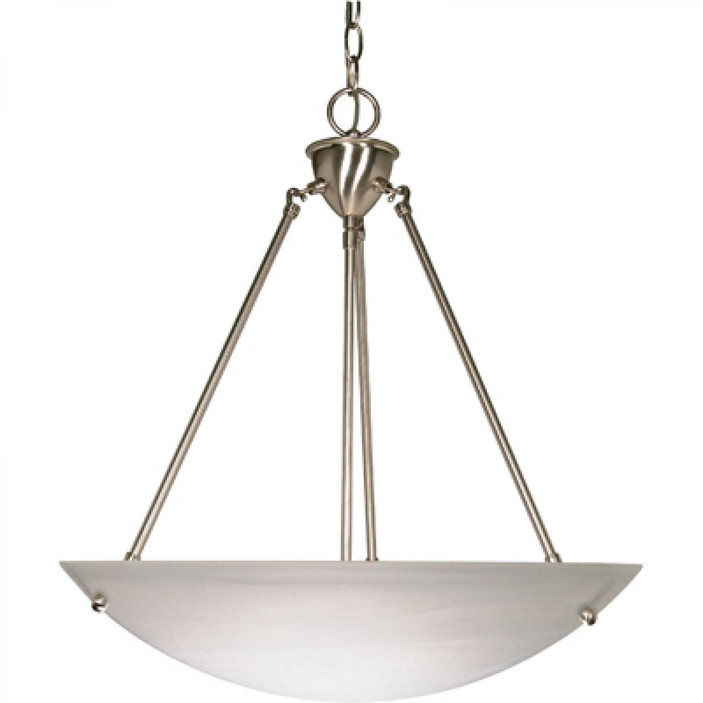 3 Light - 23" Pendant with Alabaster Glass - Brushed Nickel Finish