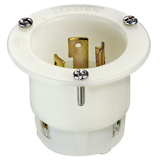 30 Amp, 250 Volt, Flanged Inlet Locking Receptacle, Industrial Grade