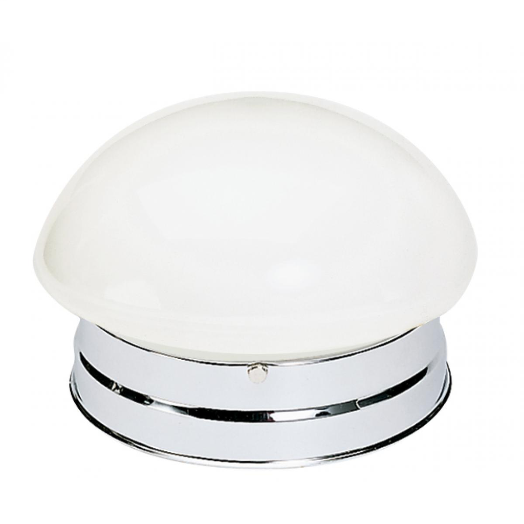 1 Light - 8" Flush with White Glass - Polished Chrome Finish