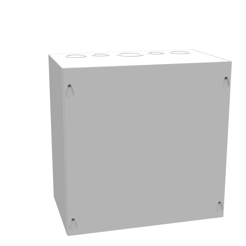 10x6x10 Screw Cover Type 1 UL Steel KOs Gray Cover w/Teardrop Slots Holes In Back