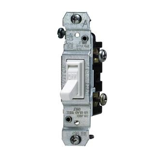 15 Amp Single-Pole Toggle Switch, Less Ears, Grounding, White