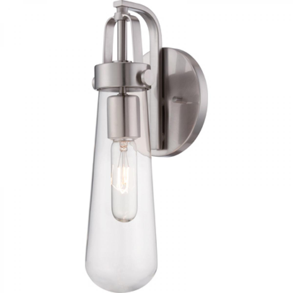 Beaker - 1 Light Wall Sconce with Clear Glass -Brushed Nickel Finish