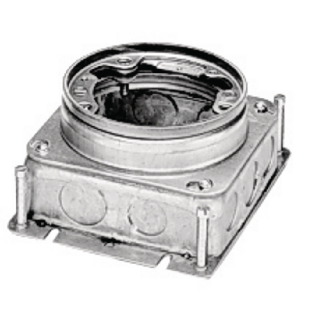1-Gang Round Galvanized Stamped Steel Box, Deep, Single Service Top
