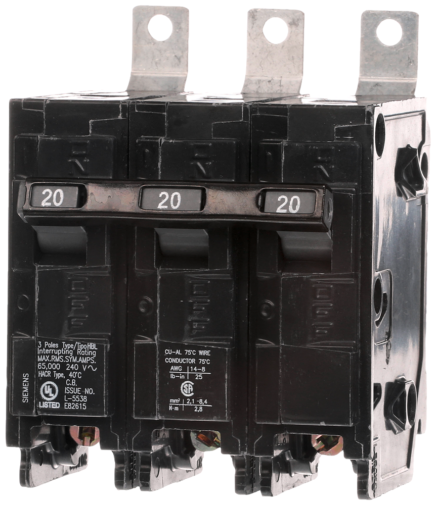 BREAKER 20A 3P 240V 65K HBL