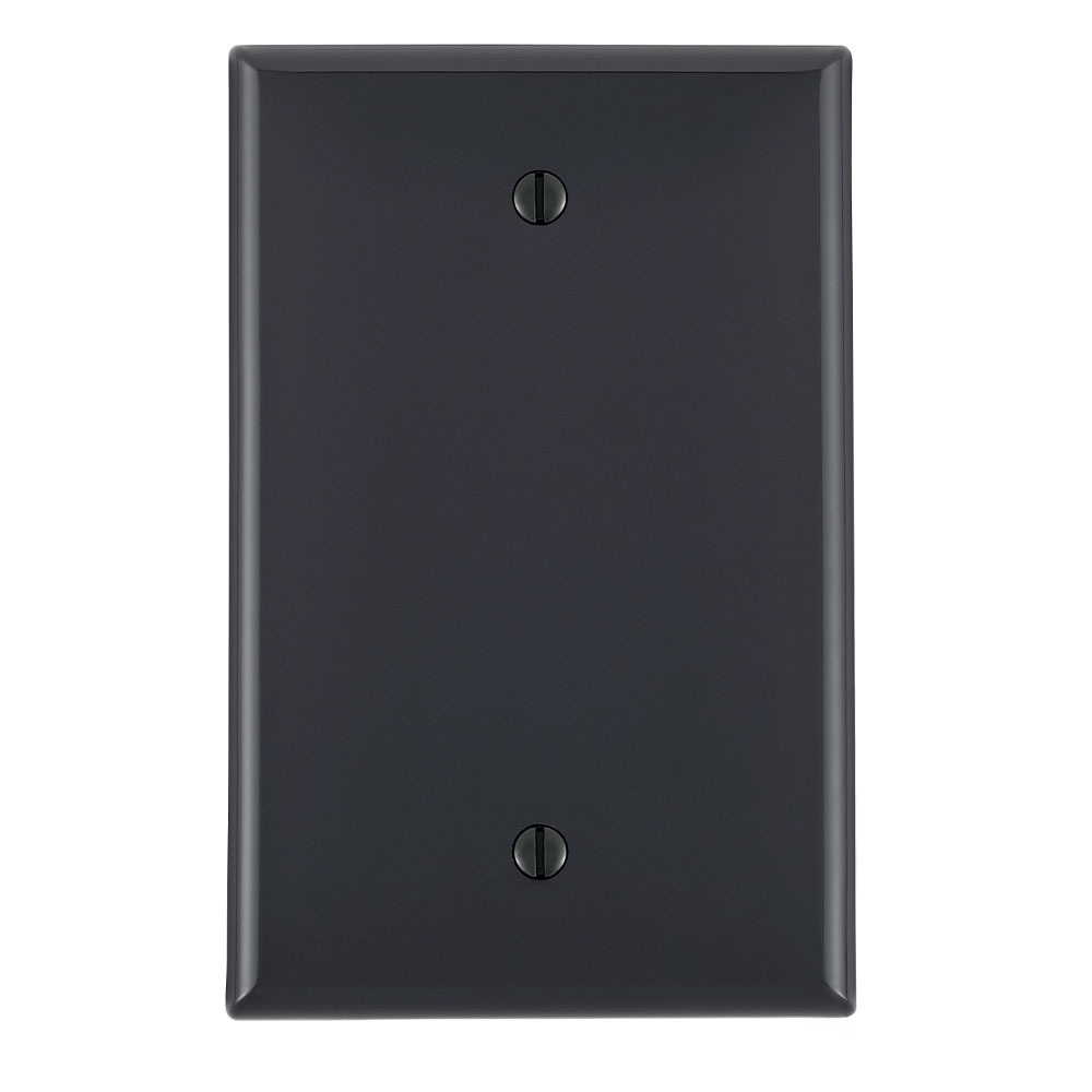 1-Gang Blank Wallplate, Midway Size, Thermoplastic Nylon, Black