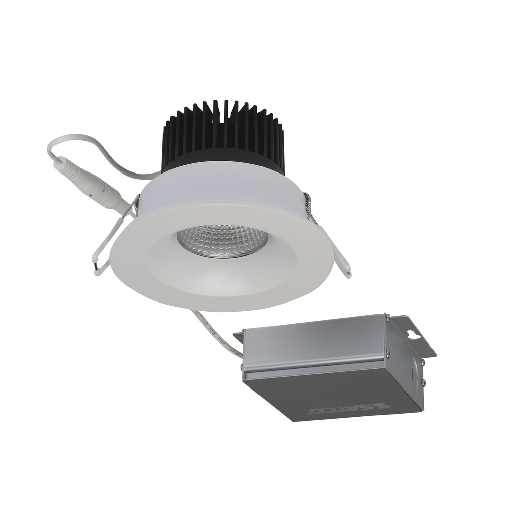 12 watt LED Direct Wire Downlight; 3.5 inch; 3000K; 120 volt; Dimmable; Round; Remote Driver; White