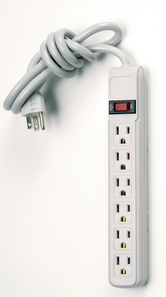 6 Outlet Standard Surge Strip With Flat Plug; 3 Foot Cord; 14/3 SJT; Indoor Use Only; 245 Joules; 15A-125V, 1875W