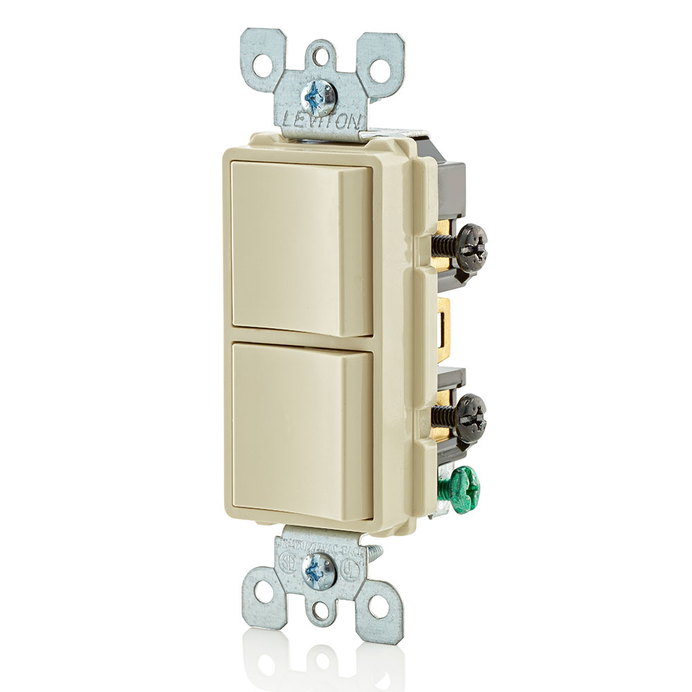 15 Amp Decora Single-Pole / Single-Pole Combination Switch, Grounding, Ivory