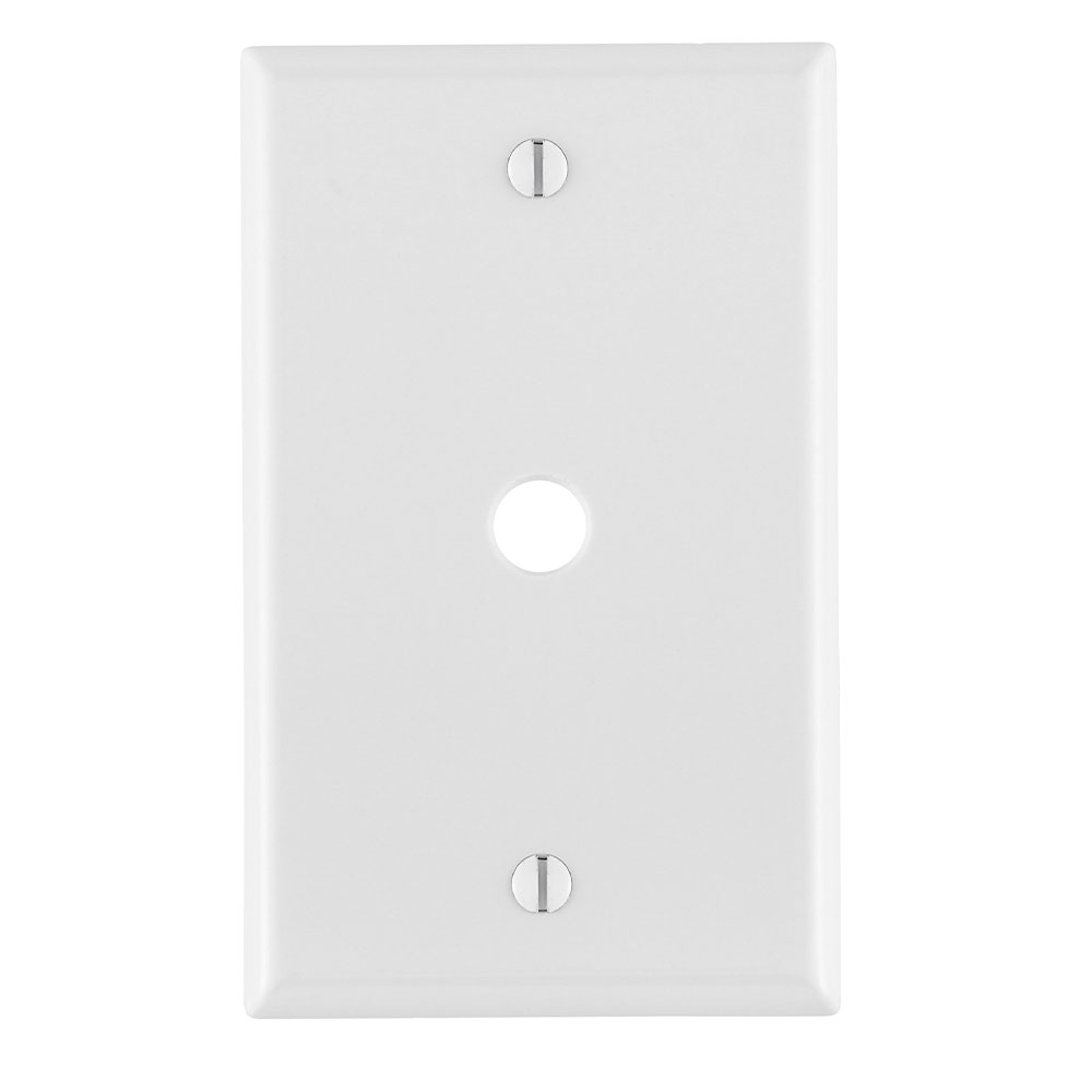 1-Gang .406 Inch Cable Wallplate, Standard Size Thermoset, White