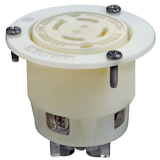 30 Amp, 600 Volt, Flanged Outlet Locking Receptacle, Industrial Grade