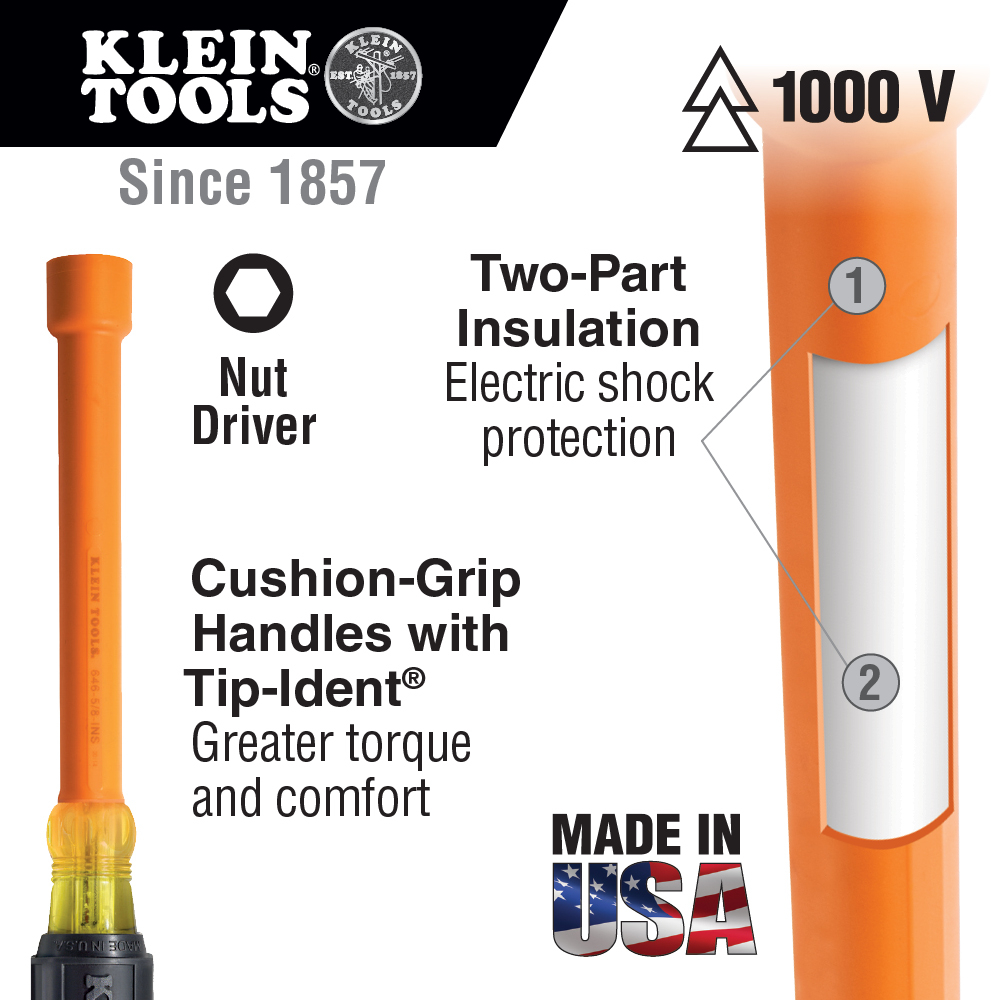 5/16-Inch Insulated Nut Driver with 6-Inch Shank