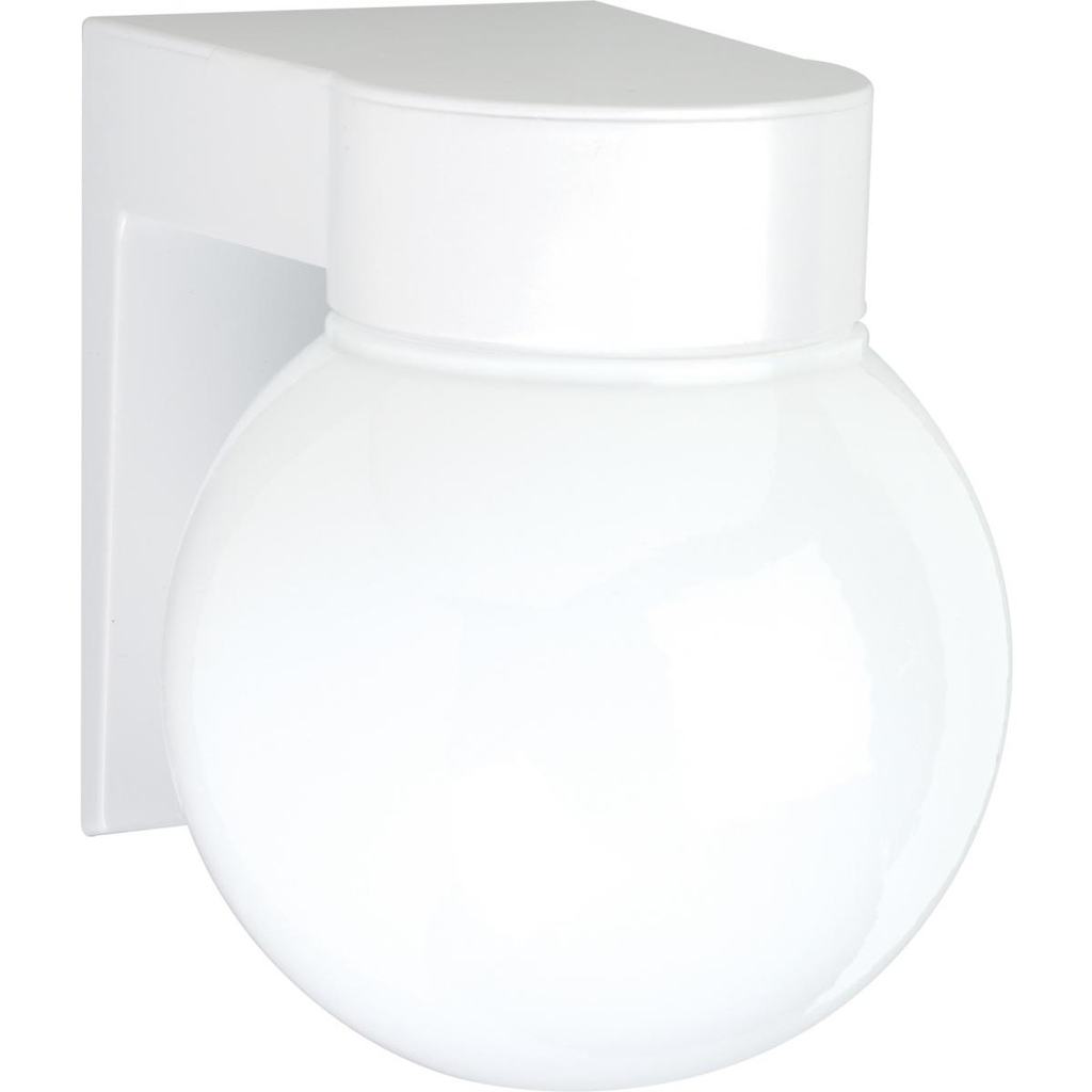 1 Light - 8" Utility Wall with White Glass White Finish