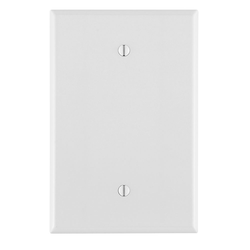 1-Gang Blank Wallplate, Oversized, Thermoplastic, White