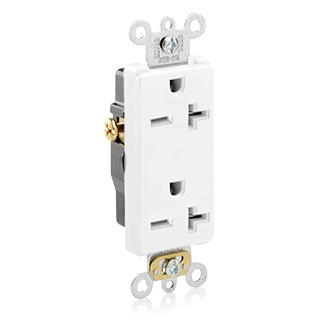 20 Amp Decora Plus Duplex Receptacle/Outlet, Commercial Grade, Self-Grounding