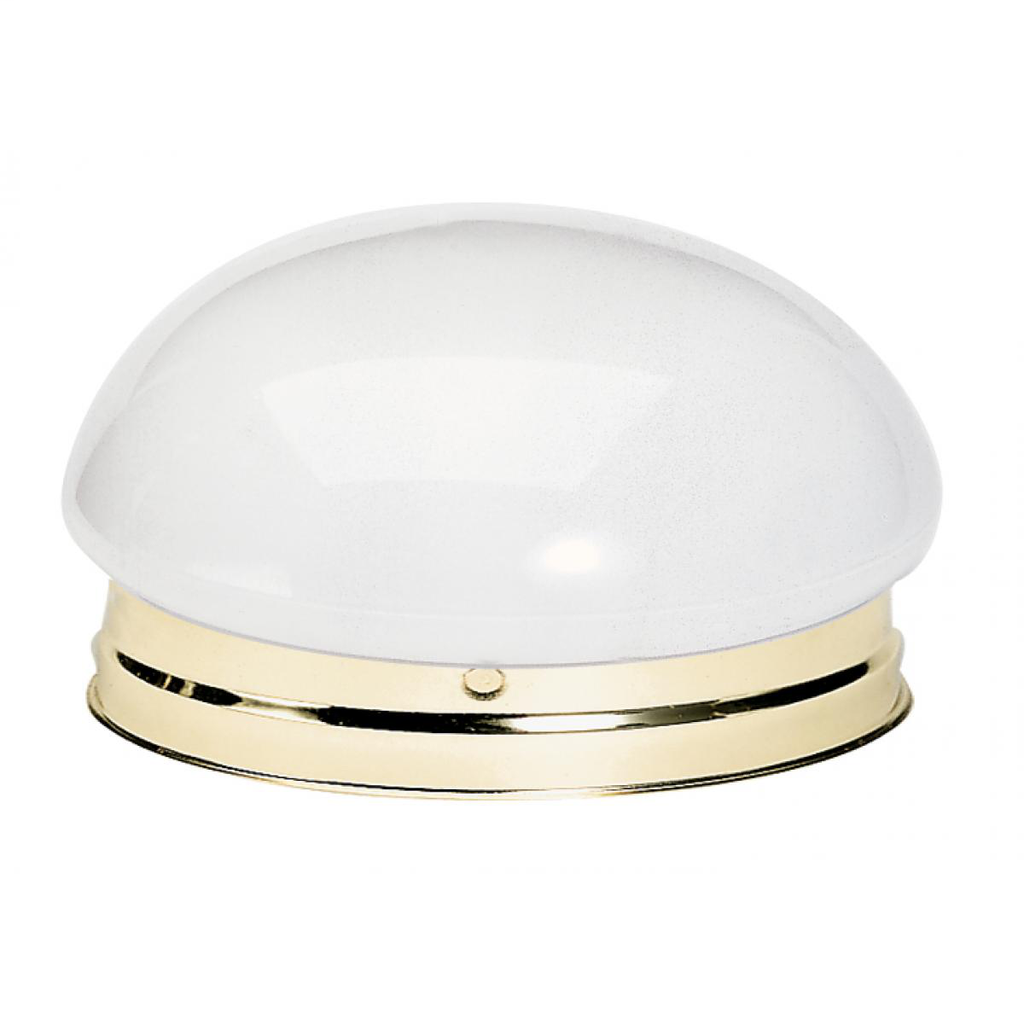 2 Light - 12" Flush with White Glass - Polished Brass Finish