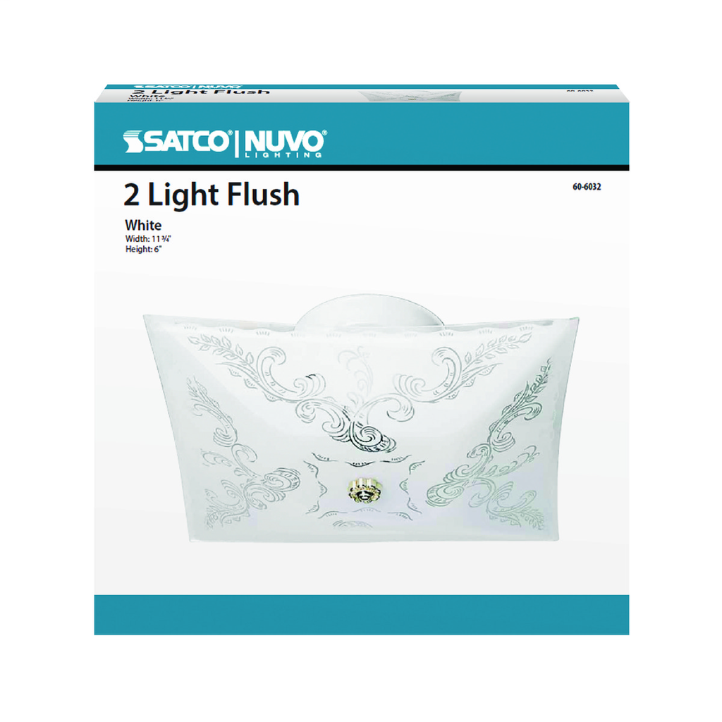 2 Light - 12" - Ceiling Fixture - Square Floral, Color retail packaging
