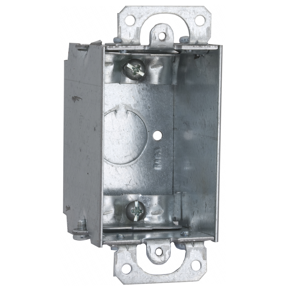 3 in. x 2 in. Switch Box, Gangable, 2 in. Deep, One 1/2 in. KO & NMSC Clamps, Plaster Ears