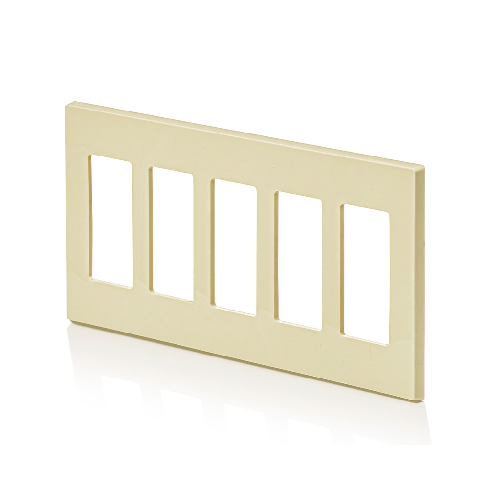 5-Gang Decora Plus Screwless Wallplate, Polycarbonate, Ivory