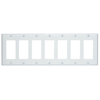 7-Gang Decora/GFCI Device Wallplate, Standard Size, Thermoset, White