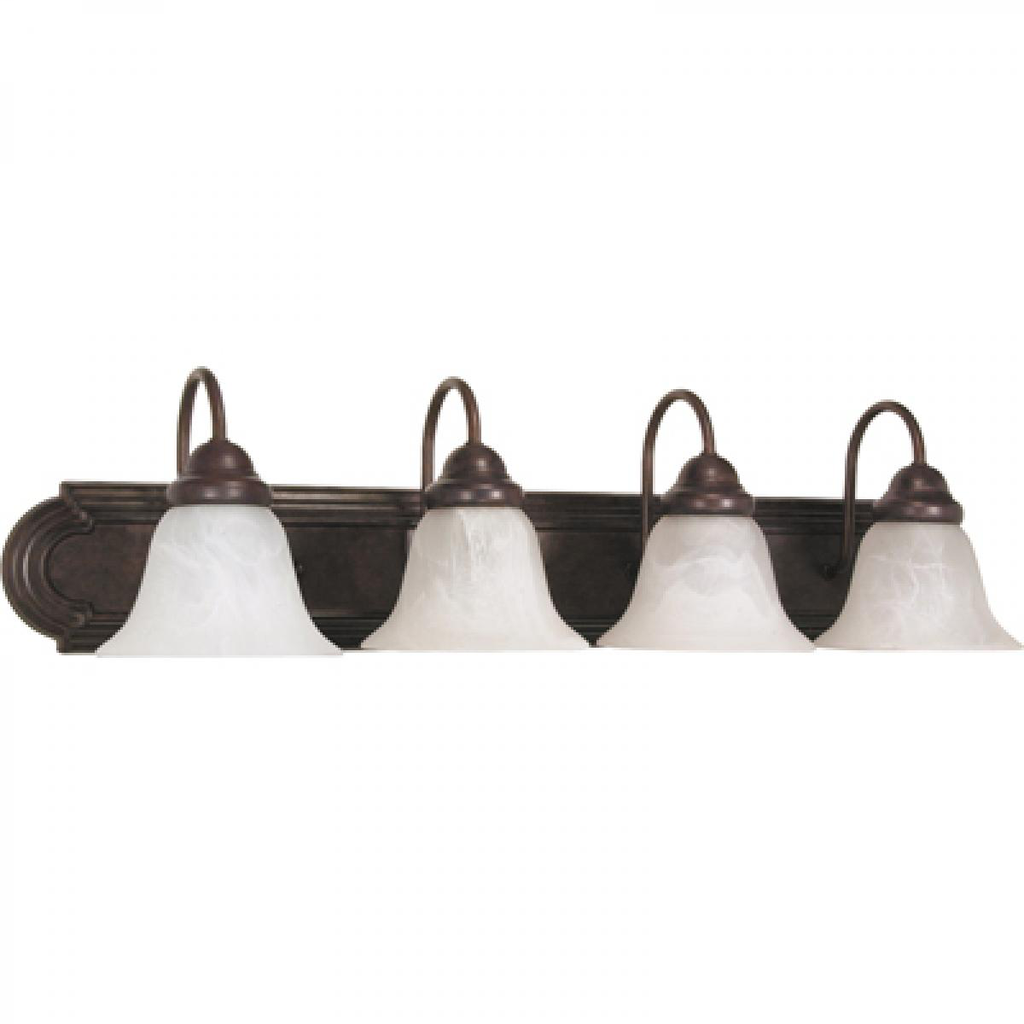 Ballerina - 4 Light 30" Vanity w/ Alabaster Glass Bell Shades - Old Bronze