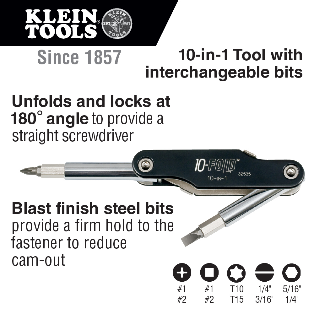 10-in-1 10 Fold Screwdriver / Nut Driver