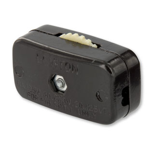 6 Amp 125 Volt / 3 Amp - 125 Volt / 3 Amp 250 Volt Feed-Thru, Single Pole, On/Off Rotary Switch, For SPT-1 Wire Only - Brown
